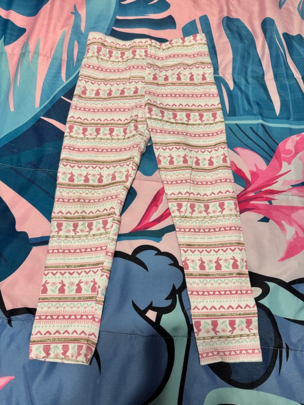 Cynthia Rowley Pink and Cream Patterned Kids Leggings size M (5/6)